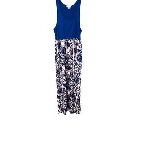 LOVE, FIRE SLEEVELESS SCOOP NECK DRESS, WOMENS, XL, BLUE PINK WHITE FLORAL